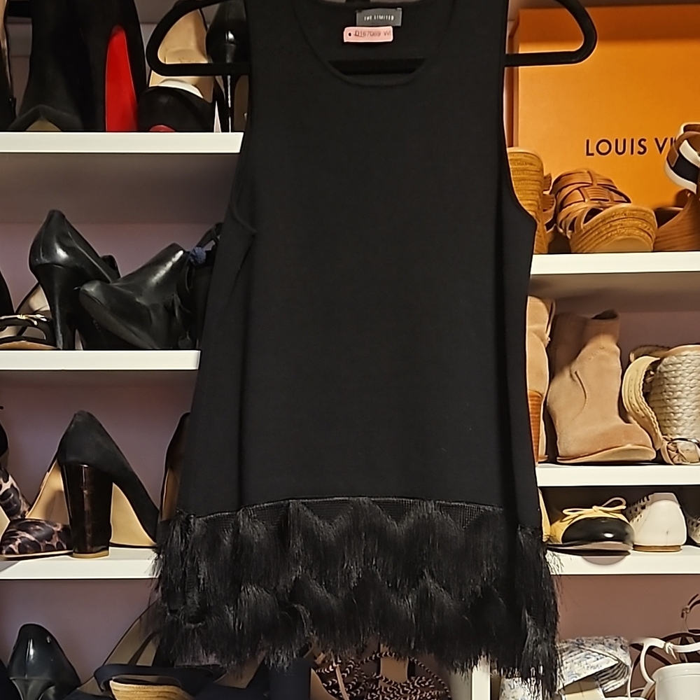 The Limited Black Fringe Hem Tank